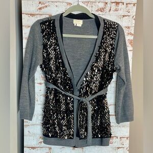 Kate Spade Gray and Black Sequin Cardigan